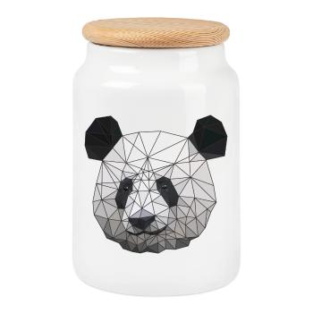 Polygonal Panda Bär Low Poly Kunst Dreieck Formen - Keksdose mit Holzdeckel - Weiß - Vorne