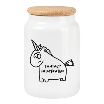 Einhorn - Fantasy Frustrated - Keksdose mit Holzdeckel - Weiß - Vorne