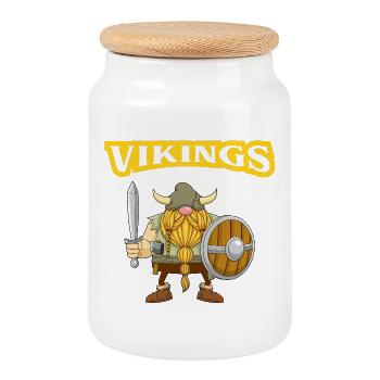 vikings, gnome, explorateur - Boîte à biscuits avec couvercle en bois - blanc - Devant