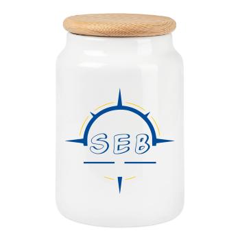 Seb - Cookie Jar with Wooden Lid - white - Front