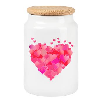 Heart of hearts - Cookie Jar with Wooden Lid - white - Front
