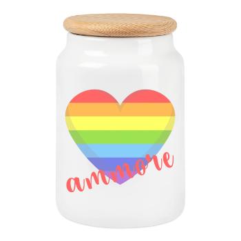 t shirt Napoli ammore gay lgbt heart gay pride - Cookie Jar with Wooden Lid - white - Front