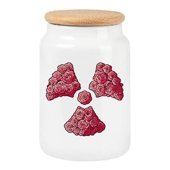 Radioaktive Kleerose, Manip, Radioradiologie - Keksdose mit Holzdeckel - Weiß - Vorne