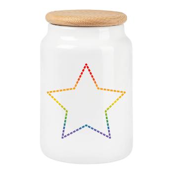 LGBTQI Regenbogen Stern Kontur lgbt csd tshirt - Keksdose mit Holzdeckel - Weiß - Vorne