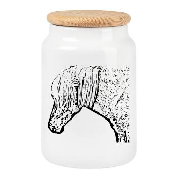 Chevaux T-shirt Cadeau Cavalier - Boîte à biscuits avec couvercle en bois - blanc - Devant