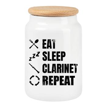 Routine quotidienne du clarinettiste - Boîte à biscuits avec couvercle en bois - blanc - Devant