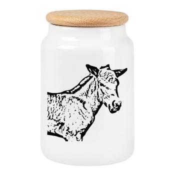 Horses T-shirt Gift Rider - Cookie Jar with Wooden Lid - white - Front