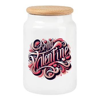 Be My Valentine Valtentingstag Gift Woman - Cookie Jar with Wooden Lid - white - Front