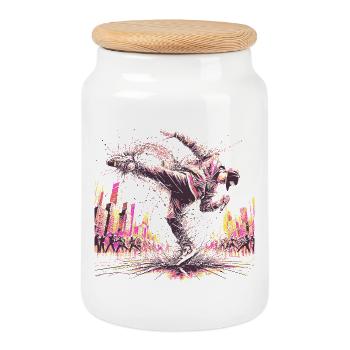 BREAKDANCE - Keksdose mit Holzdeckel - Weiß - Vorne