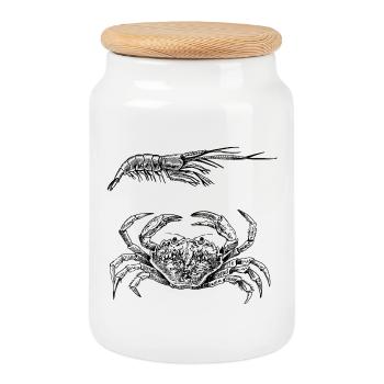 Crab & Shrimp - Shellfish Power - Cookie Jar with Wooden Lid - white - Front