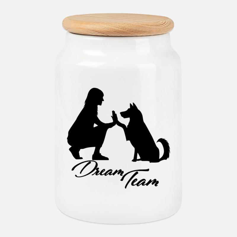 Dream Team Hund - Keksdose mit Holzdeckel - Weiß