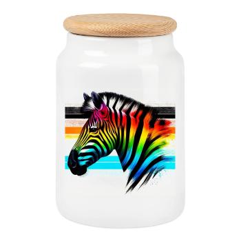 Zebra - Keksdose mit Holzdeckel - Weiß - Vorne