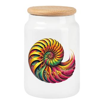 Nautilus Shell - Cookie Jar with Wooden Lid - white - Front