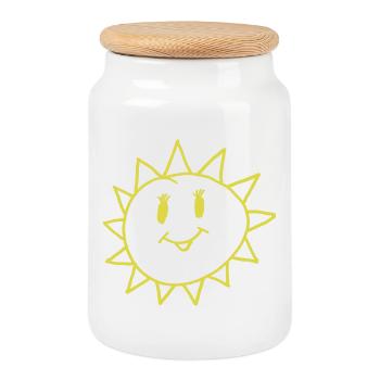 Sun - Cookie Jar with Wooden Lid - white - Front