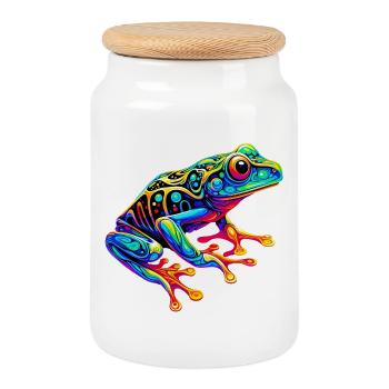 Frosch - Keksdose mit Holzdeckel - Weiß - Vorne