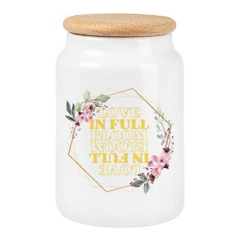 Love in Full Bloom Floral Frame - Cookie Jar with Wooden Lid - white - Front