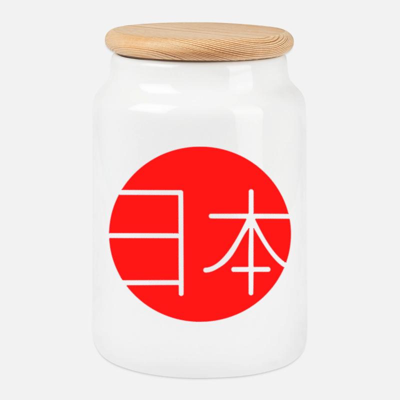 Japan - Keksdose mit Holzdeckel - Weiß