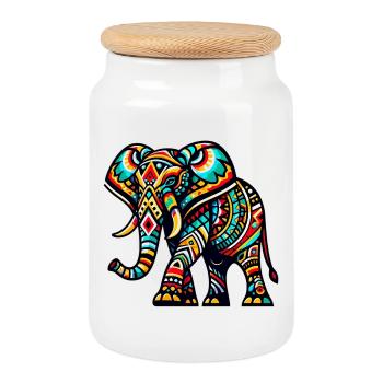 Elefant - Keksdose mit Holzdeckel - Weiß - Vorne