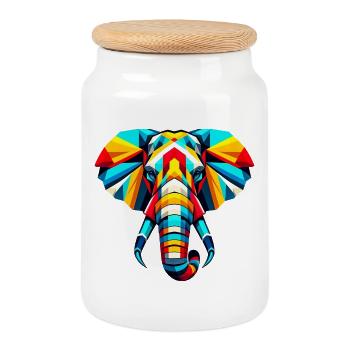 Éléphant Pop Art - Boîte à biscuits avec couvercle en bois - blanc - Devant