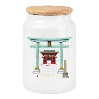 Tokyo, Japan, Kanda Myojin, Torii, Zeichnung - Keksdose mit Holzdeckel - Weiß - Vorne
