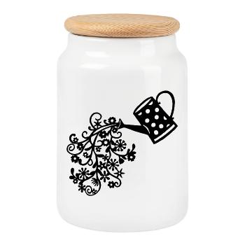 Le retour du printemps (noir) - Boîte à biscuits avec couvercle en bois - blanc - Devant