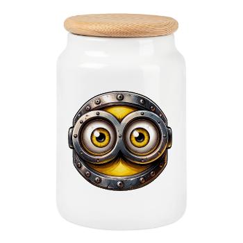 Steampunk cyberpunk Yellow Eyes Design - Boîte à biscuits avec couvercle en bois - blanc - Devant