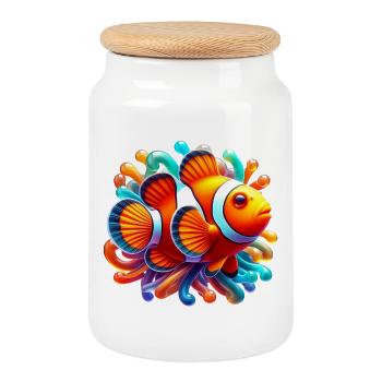 Clownfish - Cookie Jar with Wooden Lid - white - Front