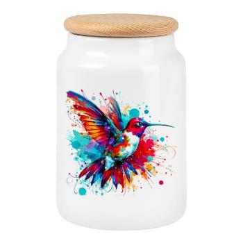 Kolibri - Keksdose mit Holzdeckel - Weiß - Vorne