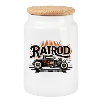 Ratsking Ratlook Shirt – Rustic Custom Style - Cookie Jar with Wooden Lid - white - Front