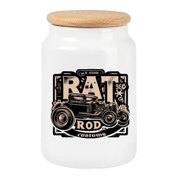 Ratsking Ratlook Shirt – Rustic Custom Style - Cookie Jar with Wooden Lid - white - Front