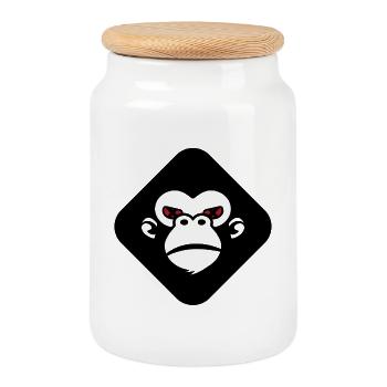 Logo du gorille - Boîte à biscuits avec couvercle en bois - blanc - Devant