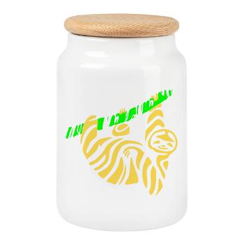 Sloth - Cookie Jar with Wooden Lid - white - Front