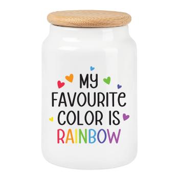 LGBT Pride Month - My Favourite Color is Rainbow - Cookie Jar with Wooden Lid - white - Front