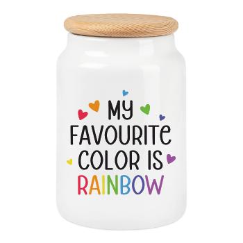 LGBT Pride Month - My Favourite Color is Rainbow - Cookie Jar with Wooden Lid - white - Front