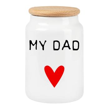 HAPPY FATHER'S DAY. DAD. FATHER'S DAY. FATHER - Cookie Jar with Wooden Lid - white - Front