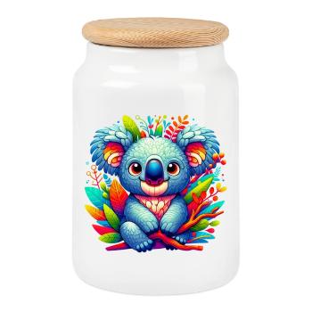 Koala - Boîte à biscuits avec couvercle en bois - blanc - Devant