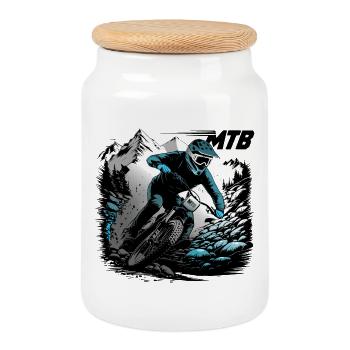 MTB Downhill - Keksdose mit Holzdeckel - Weiß - Vorne
