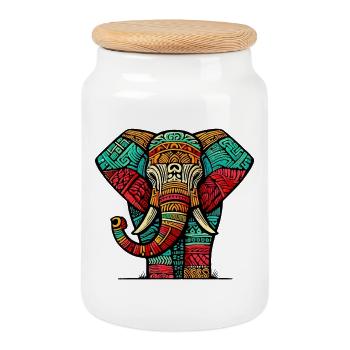 Elefant - Keksdose mit Holzdeckel - Weiß - Vorne