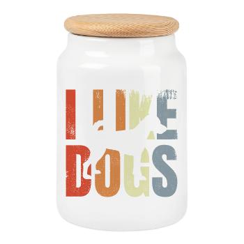 I Like Dogs - Cookie Jar with Wooden Lid - white - Front