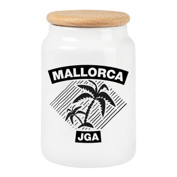 Mallorca – JGA unter Palmen 2C - Keksdose mit Holzdeckel - Weiß - Vorne