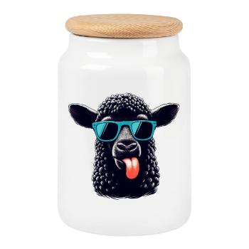 Black Sheep - Cookie Jar with Wooden Lid - white - Front
