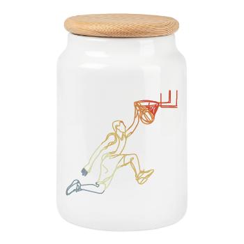 Look rétro de basket-ball - Boîte à biscuits avec couvercle en bois - blanc - Devant