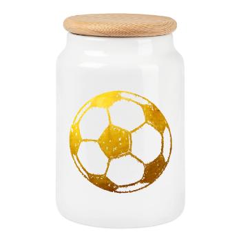 Football - Gold - Cookie Jar with Wooden Lid - white - Front