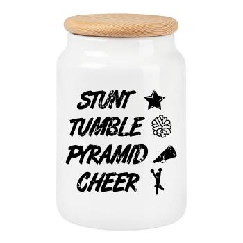Cheerleading Quote - Cookie Jar with Wooden Lid - white - Front