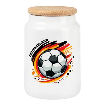Deutscher Fußball - Keksdose mit Holzdeckel - Weiß - Vorne