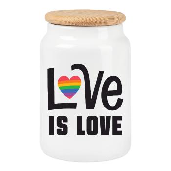 LGBTQ Pride Month - Liebe ist Liebe - Keksdose mit Holzdeckel - Weiß - Vorne