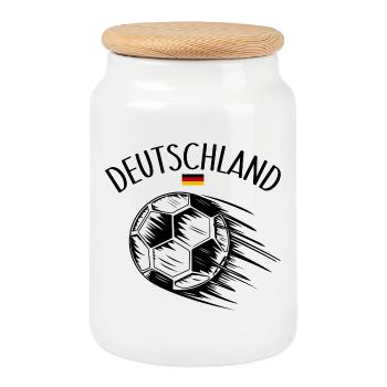 Allemagne Flag Football en vol - Boîte à biscuits avec couvercle en bois - blanc - Devant