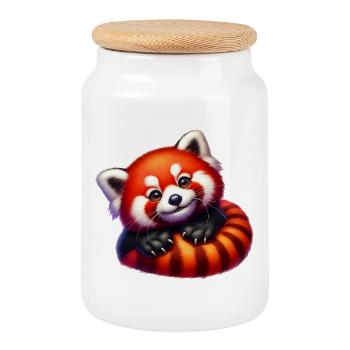 Kleiner Panda - Keksdose mit Holzdeckel - Weiß - Vorne