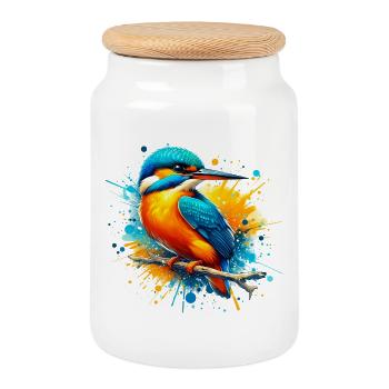 Martin-pêcheur - Boîte à biscuits avec couvercle en bois - blanc - Devant