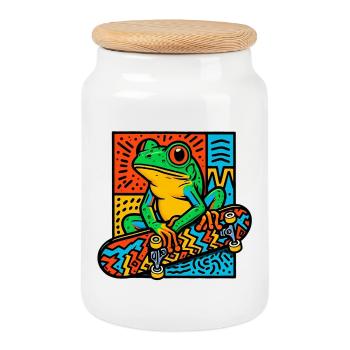 Planche à roulettes Frog - Boîte à biscuits avec couvercle en bois - blanc - Devant